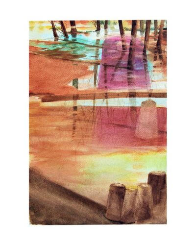 "La décrue" - Aquarelle sur papier Hahnemühle - 37,7x25,7 cm - 2019 "La décrue"